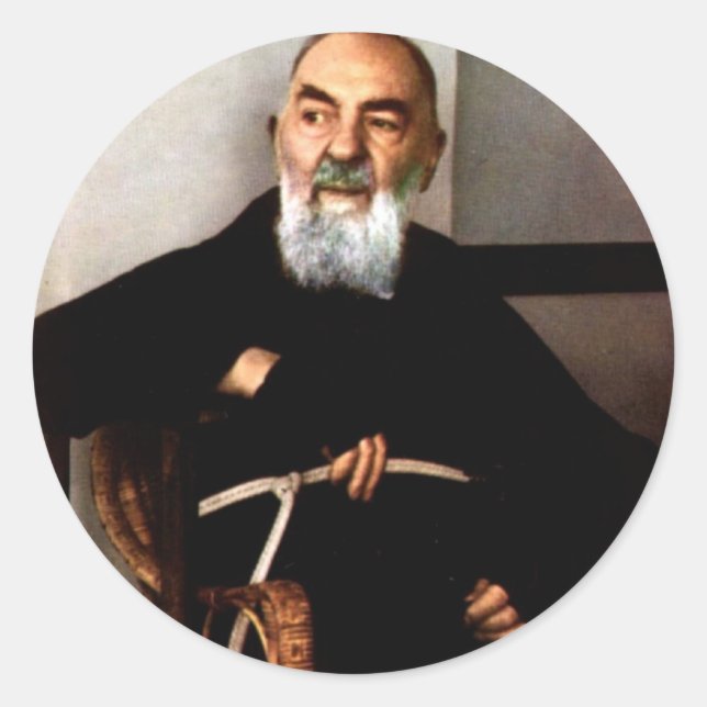 Padre Pio Runder Aufkleber (Vorderseite)