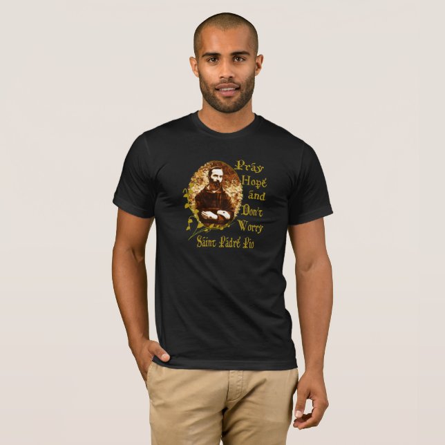 Padre Pio T - Shirt Heilige T - Shirt Katholische  (Vorne ganz)