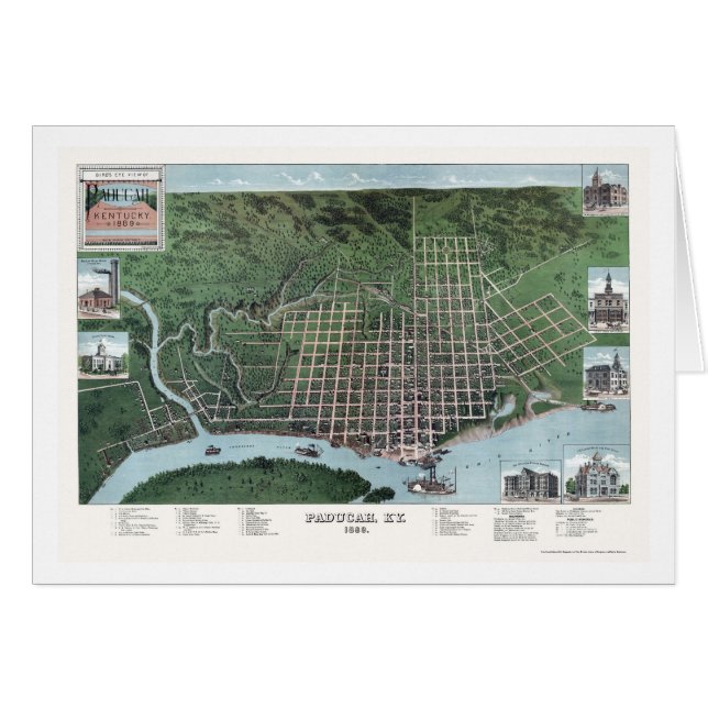 Paducah, panoramische Karte KY - 1889 (Vorderseite (Horizontal))
