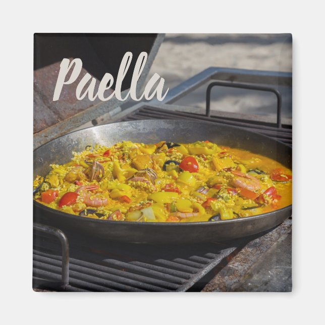 Paella wird auf einem Grillgeschenk für Koch gekoc Magnet (Vorne)