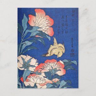 Paeonia Lactiflora und Atlantikkanarienvogel (Hoku Postkarte
