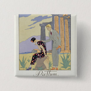 Paestum, 1924 (pochoir Druck) Button