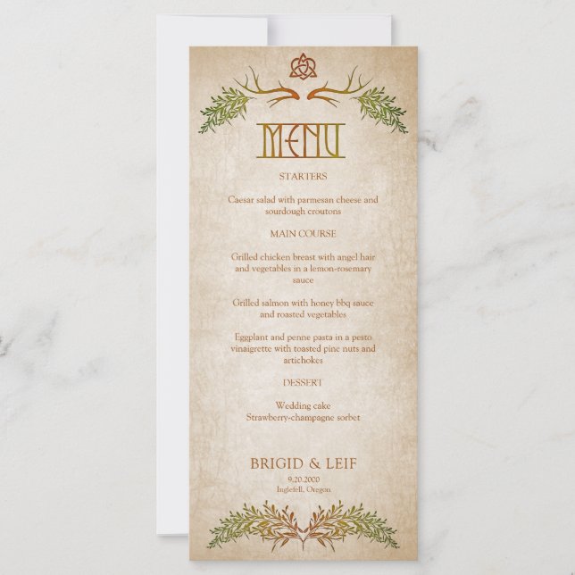 Pagan Celtic Antlers Wedding Menu (Vorderseite)