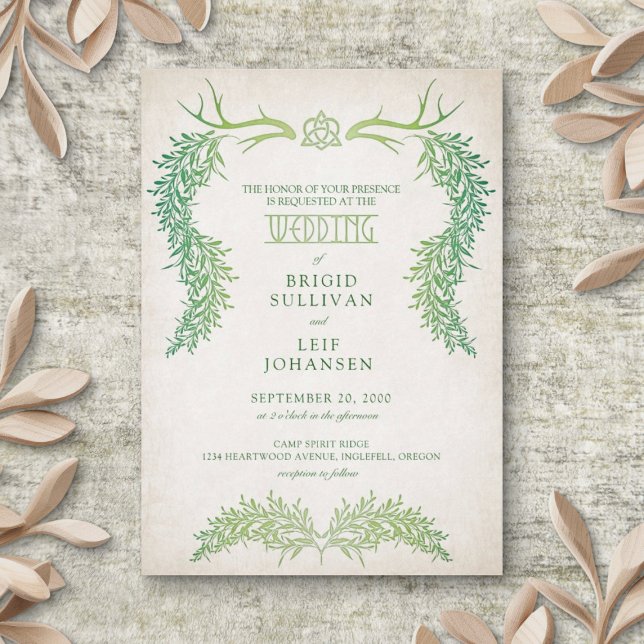 Pagan Celtic Foliage Wedding Einladung (Von Creator hochgeladen)