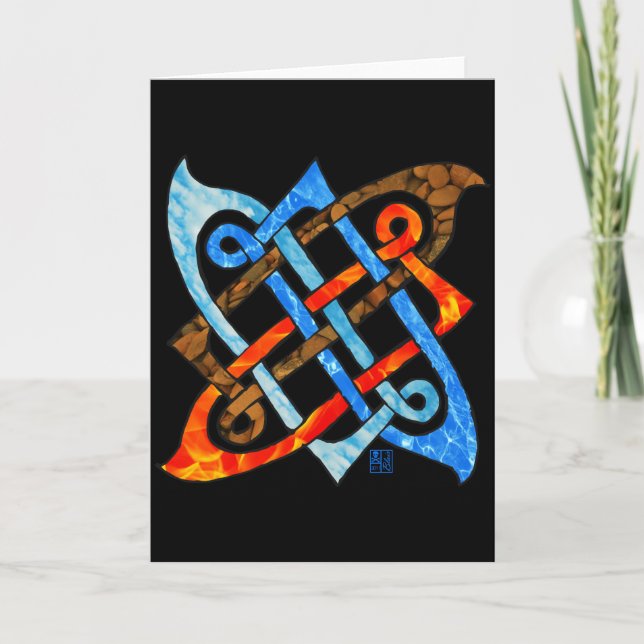 Pagan Celtic Knot Earth Air Fire Water Elements Karte (Vorderseite)