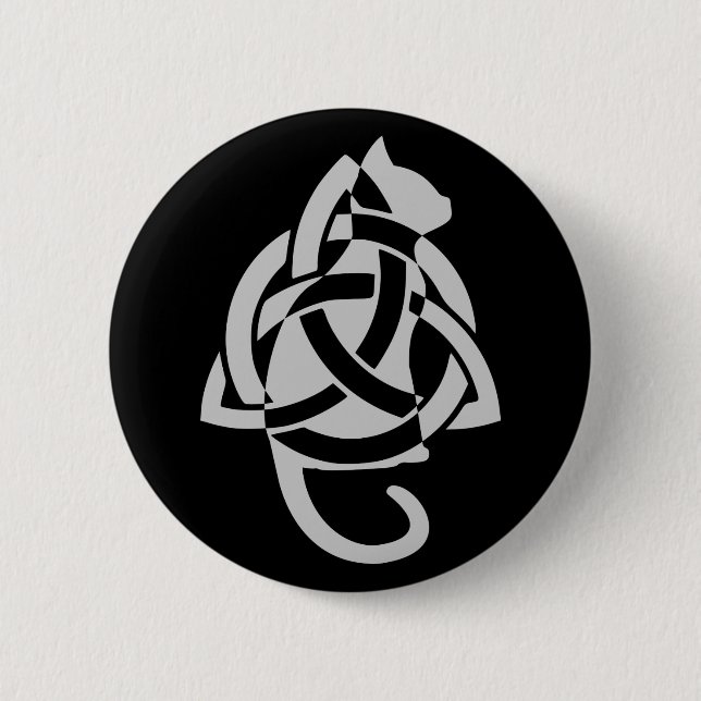 Pagan Celtic Triquetra Cat Silhouette Button (Vorderseite)