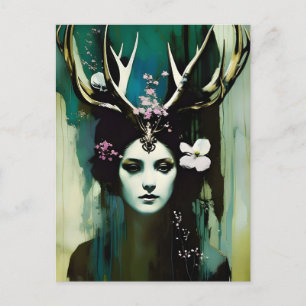 Pagan-Frau mit Antlern Postkarte