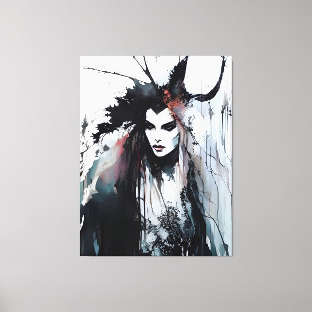 Pagan Goddess Black Ink Painting Leinwanddruck (Vorderseite)