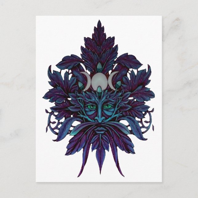 Pagan Green Man Triple Moon Wiccan Postkarte (Vorderseite)