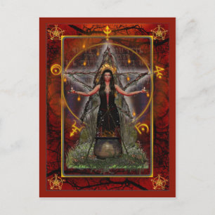 Pagan Postcard - Zauberweber Hexe 'Rot - Feuer' Postkarte