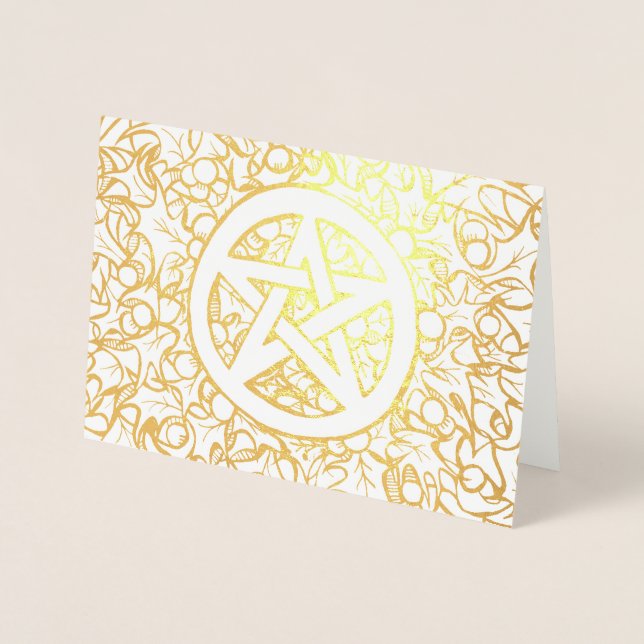 Pagan Weihnachten Pentagram Folienkarte (Vorderseite)