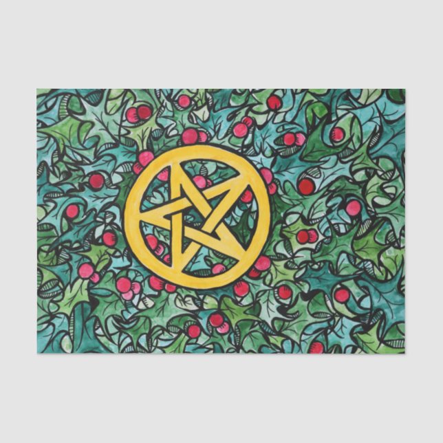 Pagan Weihnachten Pentagram Seidenpapier (Vorderseite)