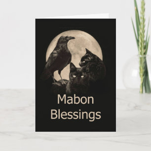 Pagan Wicca Mabon Segen mit Reben und Katzen Karte