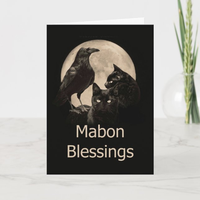 Pagan Wicca Mabon Segen mit Reben und Katzen Karte (Vorderseite)