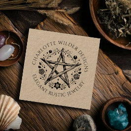 Pagan Wiccan Rustic Kraft Jewelier Designer Quadratische Visitenkarte