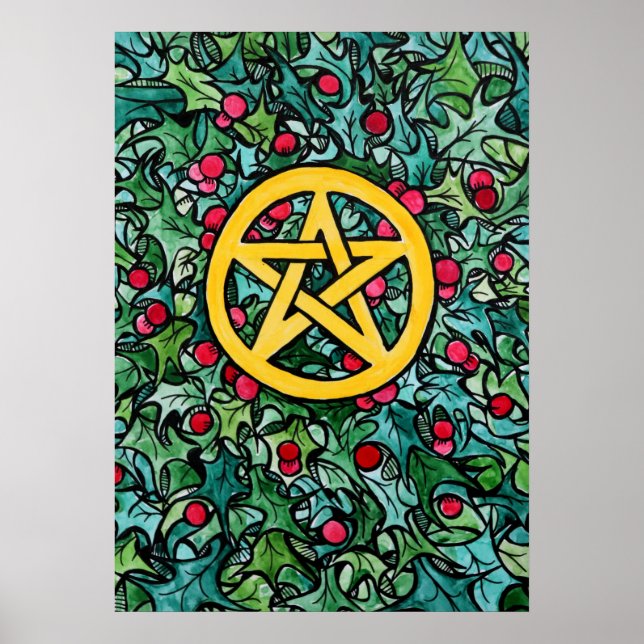 Pagan Yule Pentagram Poster (Vorne)