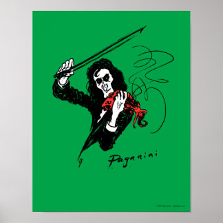 Paganini jouant d'une affiche violon rouge 11x14