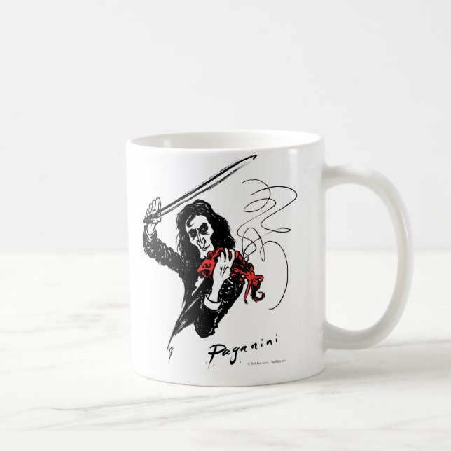 Paganini jouant une tasse rouge de violon (Droite)