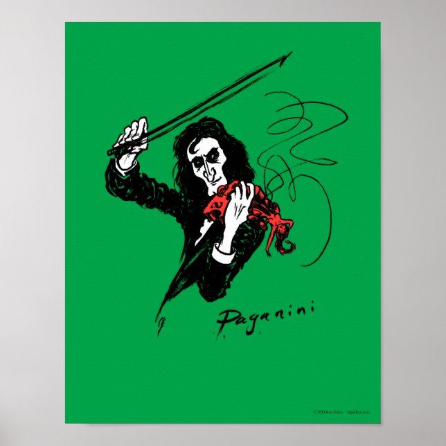 Paganini playing a red violin 11x14 poster (Vorne)