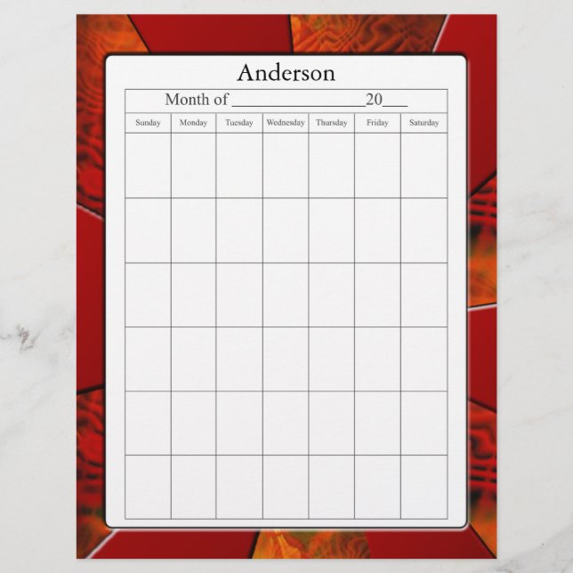 Page Calendrier vide (Devant)