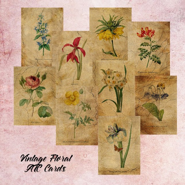 Page Cartes ATC Fleurs vintages (Créateur téléchargé)