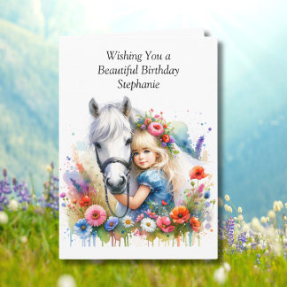 Page Cheval et coloration | Carte d'anniversaire p