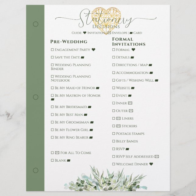 Page Classeur de la décision de papeterie wedding  (Devant)