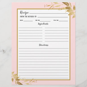 Page Classeur de la recette de feuillage rose vif