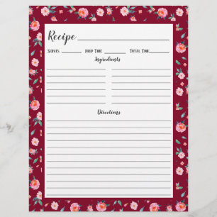 Page Classeur de la recette de motif de fleurs ros