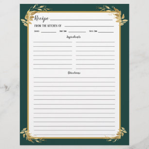 Page Classeur de la recette Emerald Green Gold Fol