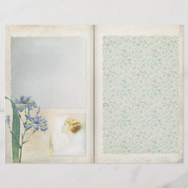 Page Collage Floral bleu vintage