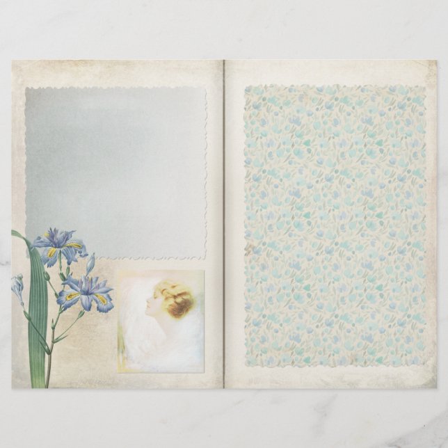 Page Collage Floral bleu vintage (Devant)