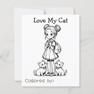 Page Color Me pour enfants Anime Love my cat