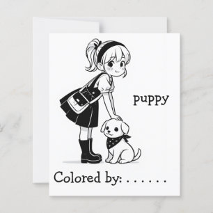 Page Color Me pour enfants Chiot d'Anime
