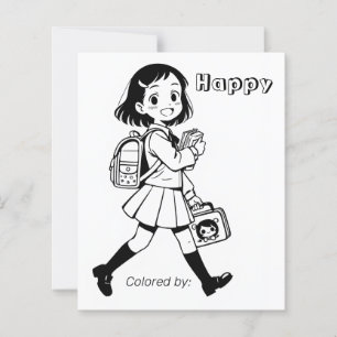 Page Color Me pour enfants École Anime fille