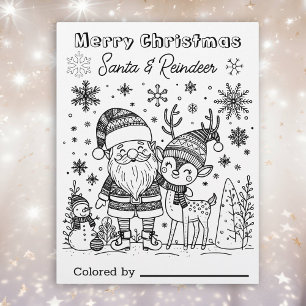 Page Color Me pour enfants Père Noël & Reindeer No