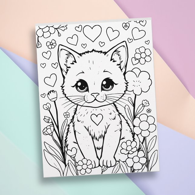Page Coloriage Chat en Fleurs (Créateur téléchargé)