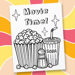 Page Couleur de l'heure du film Popcorn, soda et
