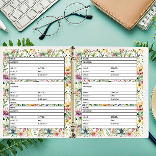 Page de carnet d'adresses à motif floral pastel