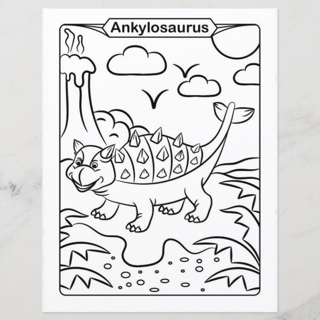 Page de coloration de dinosaures - Ankylosaurus (Devant)