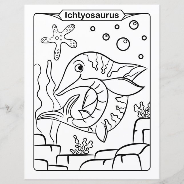 Page de coloration de dinosaures - Ichtyosaurus (Devant)
