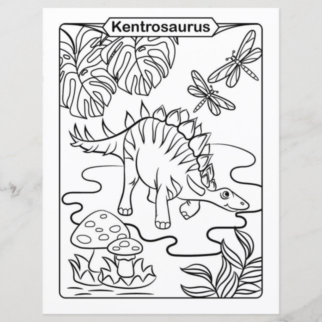 Page de coloration de dinosaures - Kentrosaurus (Devant)