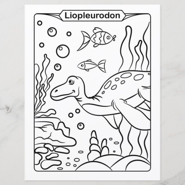 Page de coloration de dinosaures - Liopleurodon (Devant)