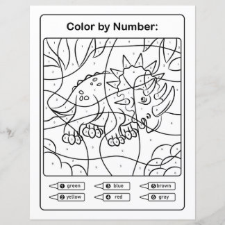 Page de coloration de dinosaures par numéro - Rhin