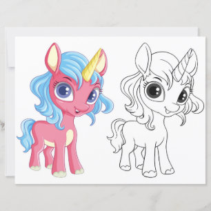 Page de coloration de la licorne de dessin mignon