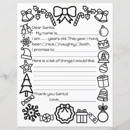 Page de coloration des lettres père Noël