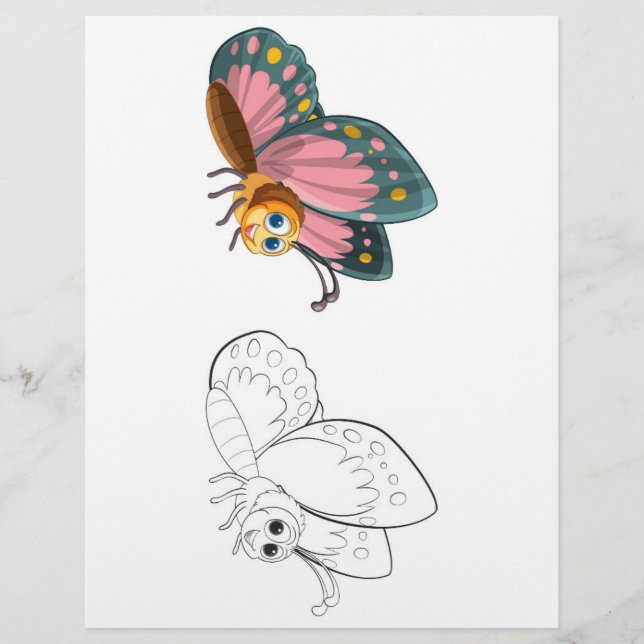 Page de coloration des papillons mignons (Devant)