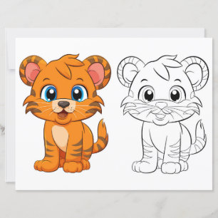 Page de coloration du tigre de dessin mignon
