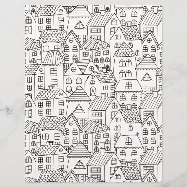 Page de coloration Happy Village Scrapbook papier (Devant)