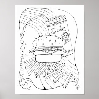 Page de coloriage Burger Art Poster